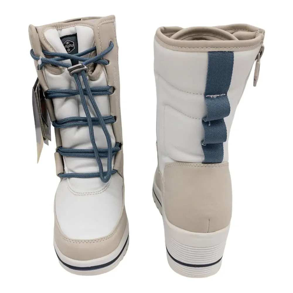Khombu Waterproof Lace-Up Inside Zip Wedge Winter Boots Women's 6 White Tan